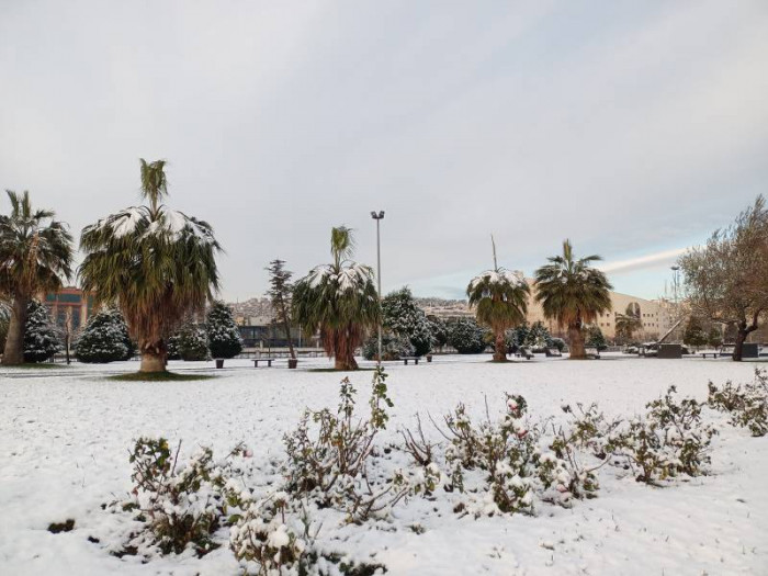 Beyaz örtüyle kaplanan Samsun havadan görüntülendi
