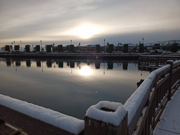 Beyaz örtüyle kaplanan Samsun havadan görüntülendi