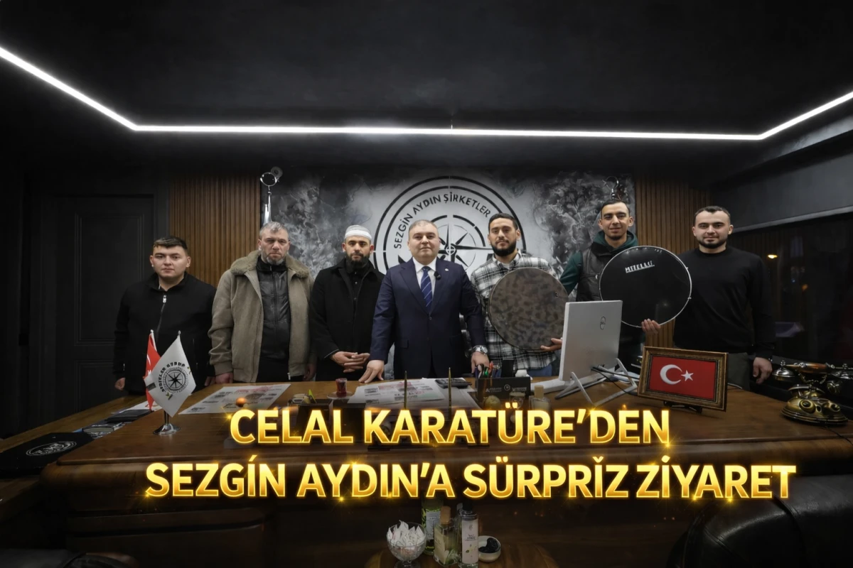 G&ouml;n&uuml;llere Taht Kuran Sanat&ccedil;ı Celal Karat&uuml;re, İş İnsanı Sezgin Aydın&rsquo;ı Ziyaret Etti