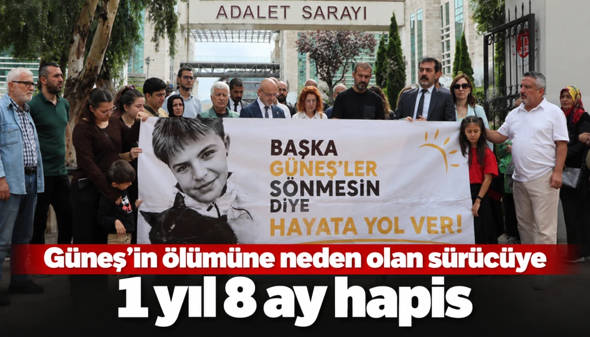 G&uuml;neş&rsquo;in &ouml;l&uuml;m&uuml;ne neden olan s&uuml;r&uuml;c&uuml;ye 1 yıl 8 ay hapis
