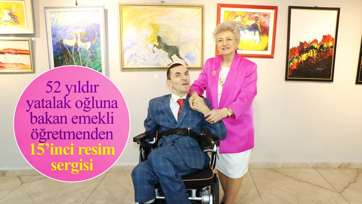 Samsun'da 52 yıldır yatalak oğluna bakan emekli &ouml;ğretmenden 15&rsquo;inci resim sergisi