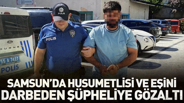 Samsun'da araçlarının önünü kesip husumetlisi ve eşini darbeden şüpheliye gözaltı