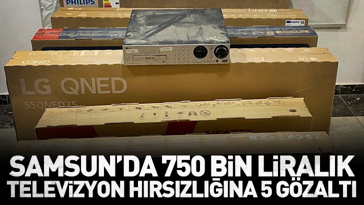 Samsun'da depodan 750 bin liralık televizyon hırsızlığına 5 gözaltı
