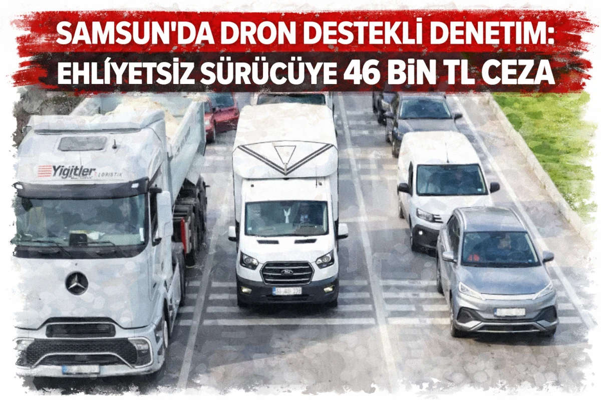 SAMSUN&rsquo;DA DRON DESTEKLİ DENETİM: EHLİYETSİZ S&Uuml;R&Uuml;C&Uuml;YE 46 BİN TL CEZA