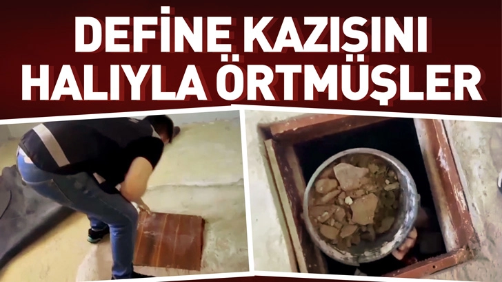 Samsun'da evde define arayan 4 ş&uuml;pheli, kazdıkları alanı halıyla kapatmışlar