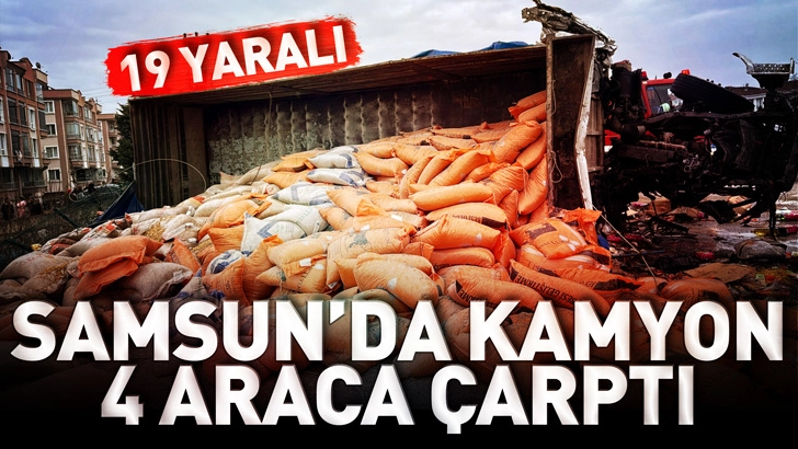 Samsun'da fren sisteminde arıza olduğu iddia edilen kamyon, 4 araca &ccedil;arptı: 19 yaralı