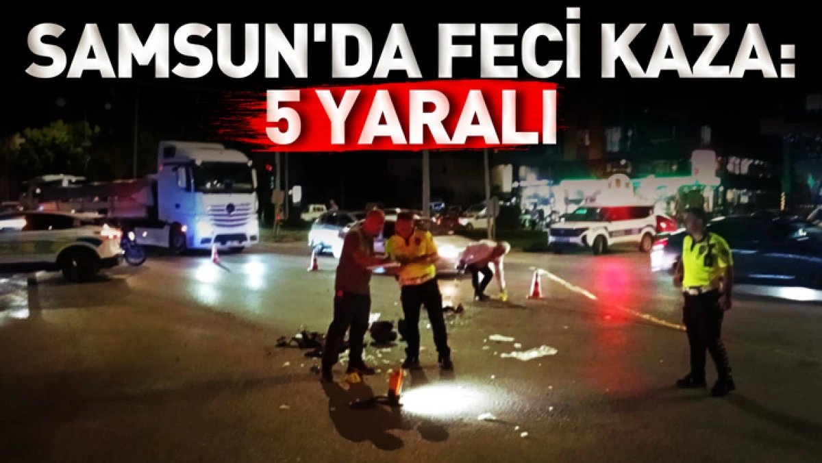 Samsun'da motosiklet, hafif ticari araca &ccedil;arptı; 2'si ağır, 5 yaralı