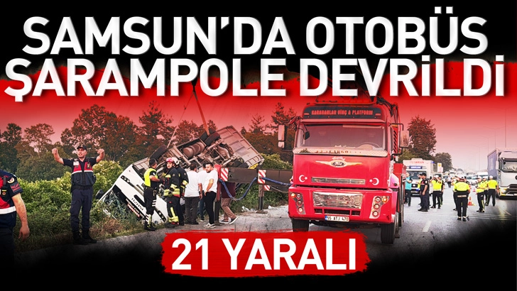 Samsun&rsquo;da &ouml;zel halk otob&uuml;s&uuml; şarampole devrildi: 21 yaralı