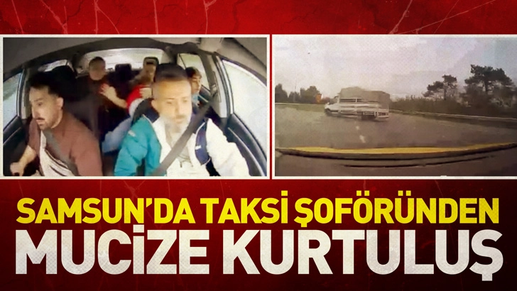 Samsun’da taksi şoförünün manevra yapıp kazayı önlediği anlar araç içi kamerasına yansıdı